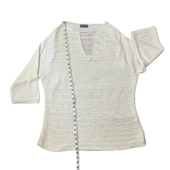 Per Una Made In Italy Cream Crocheted Tunic Sweater Women XL Flare Sleeve Top - Picture 7 of 7